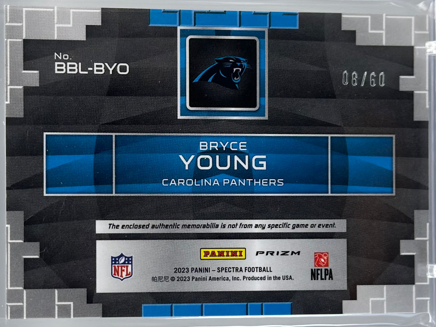 Bryce Young 2023 Panini Spectra Building Blocks Blue Neon /60 #BBL-BYO RC