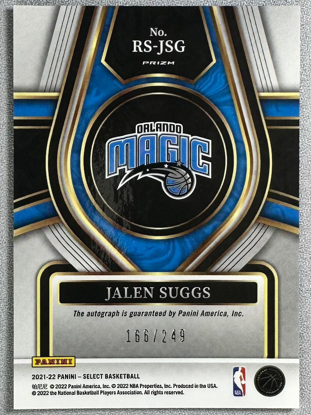 2021 Panini Select Jalen Suggs Rookie Signatures /249 #RS-JSG RC