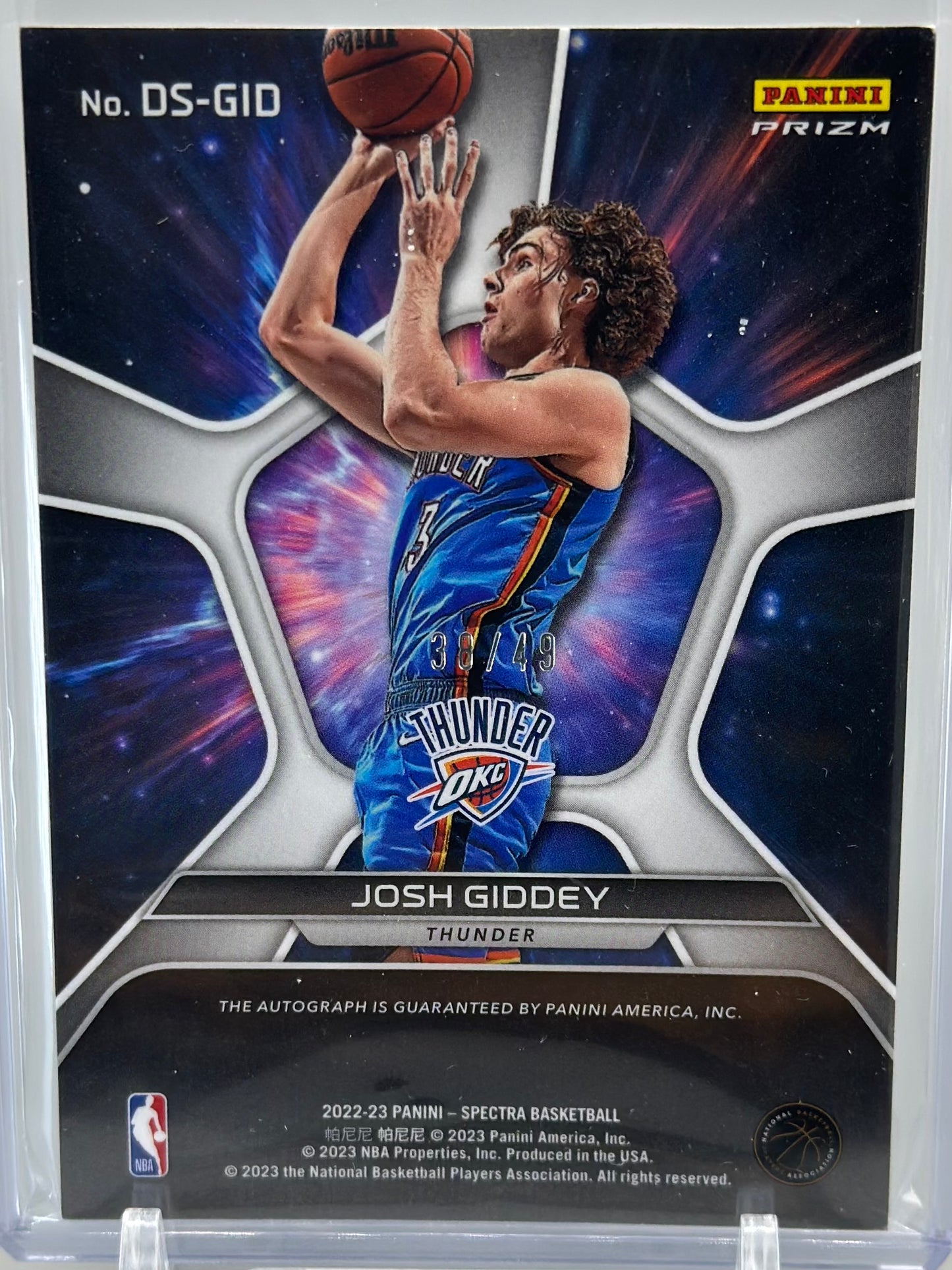 Josh Giddey 2022 Panini Spectra Deep Space Auto Astral /49 #DS-GID