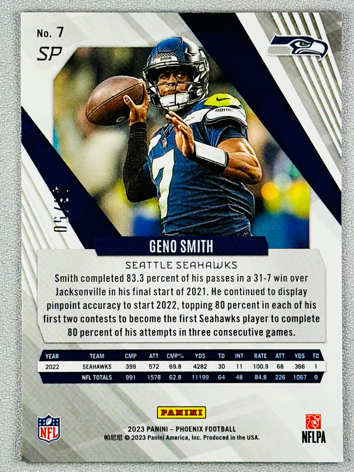 2023 Panini Phoenix Geno Smith Yellow /50 #7