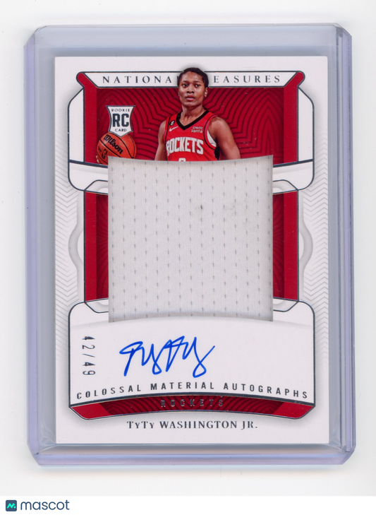 2022 Panini National Treasures TyTy Washington Jr. Colossal Material Auto /49 RC