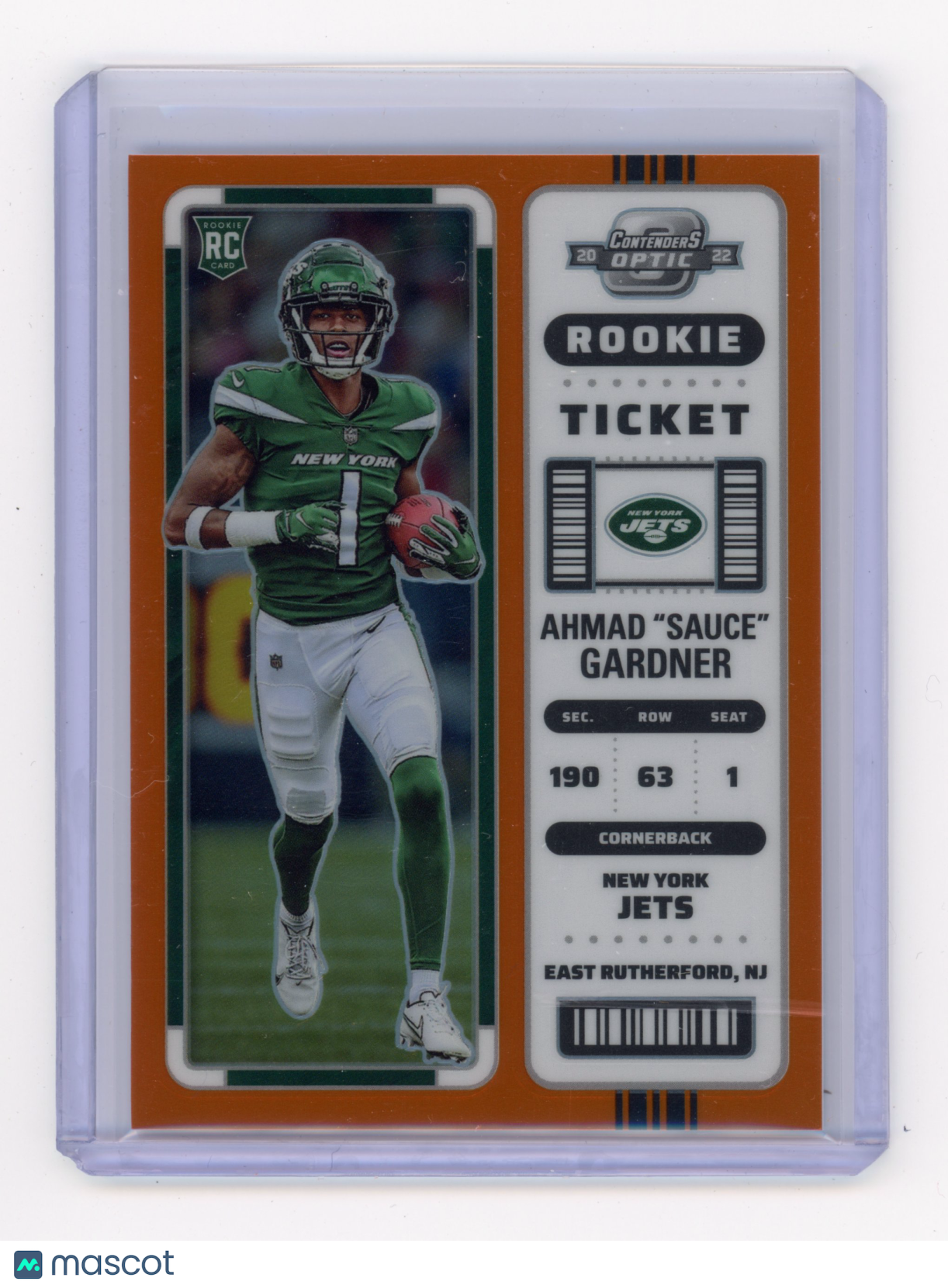 2022 Panini Contenders Optic Ahmad 'Sauce' Gardner Orange RC #59