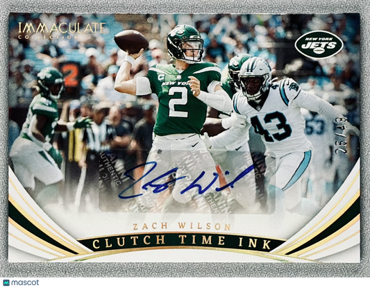 2022 Panini Immaculate Zach Wilson Clutch Time Ink /49 #CTI-ZWI