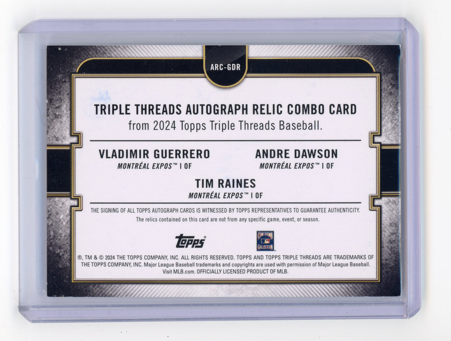 2024 Topps Triple Threads Raines Dawson Guerrero Auto Relic Combo Gold 1/9