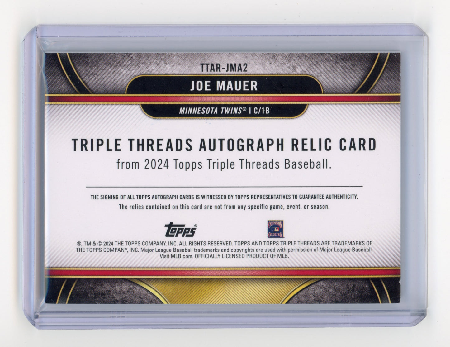 2024 Topps Triple Threads Joe Mauer Autograph Relic Gold 3/9 #TTAR-JMA2