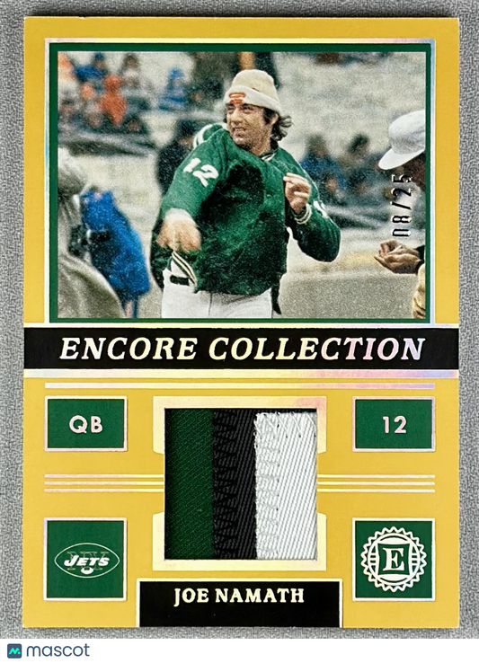 2022 Panini Encased Joe Namath Encore Collection Patches Gold /25 #EC4