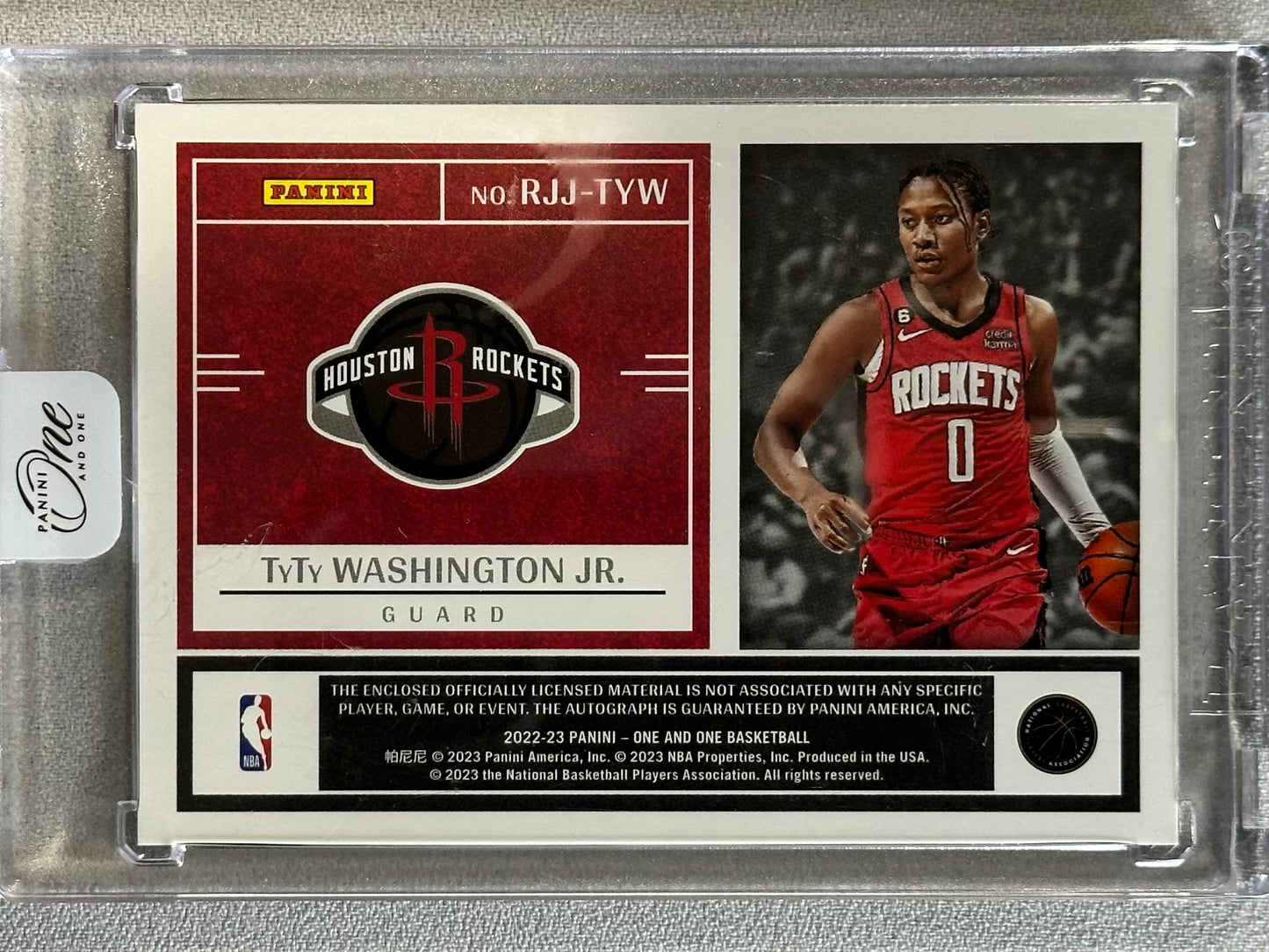 TyTy Washington Jr. 2022 Panini One and One Rookie Jumbo Jersey Auto /99 RC