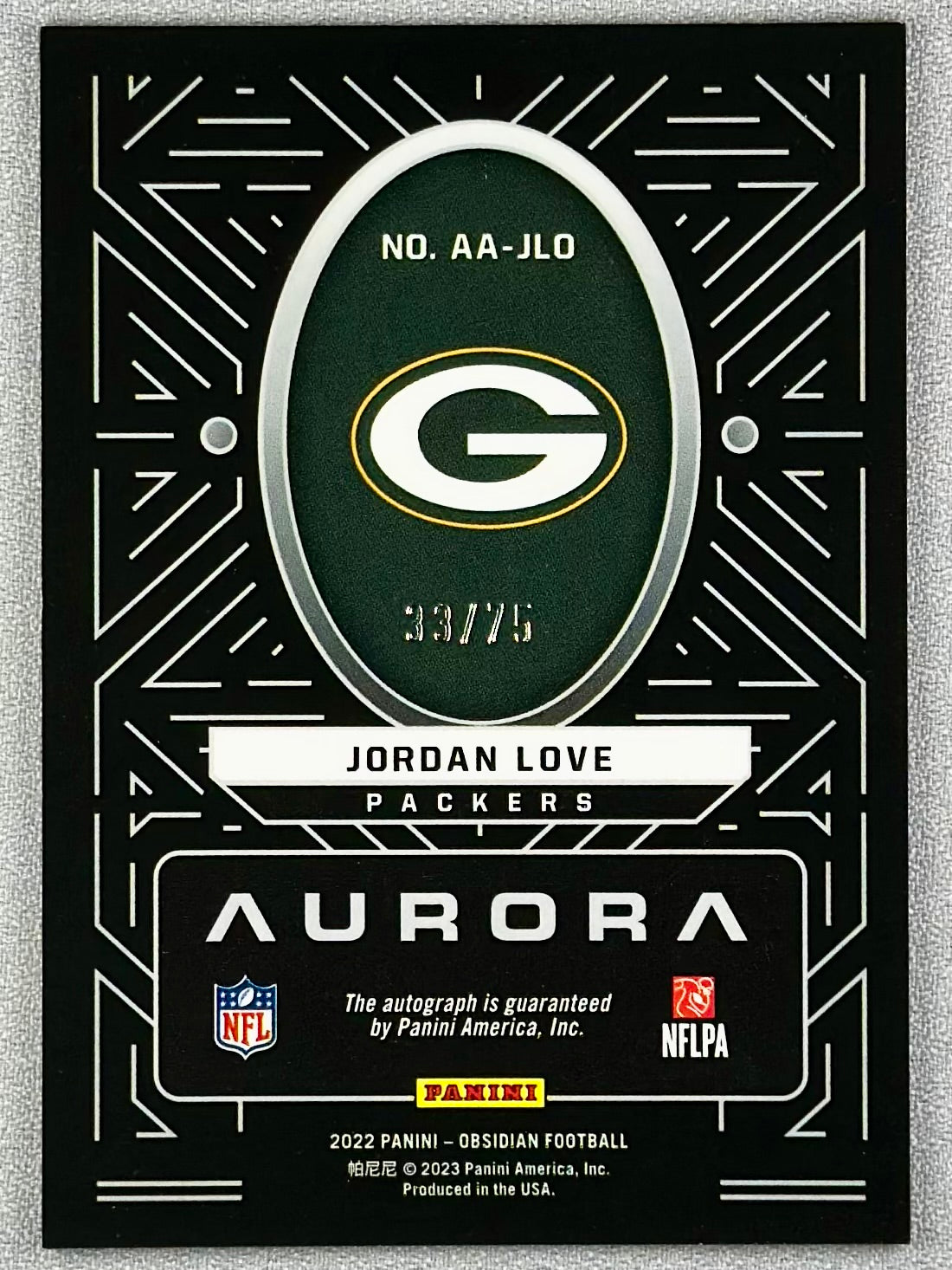 2022 Panini Obsidian Jordan Love Aurora Orange /75 #AA-JLO