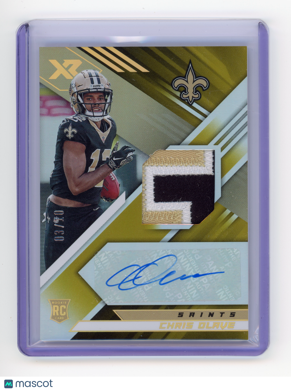 2022 Panini XR Chris Olave Rookie Swatch Autograph Gold /10 #RSA-CO