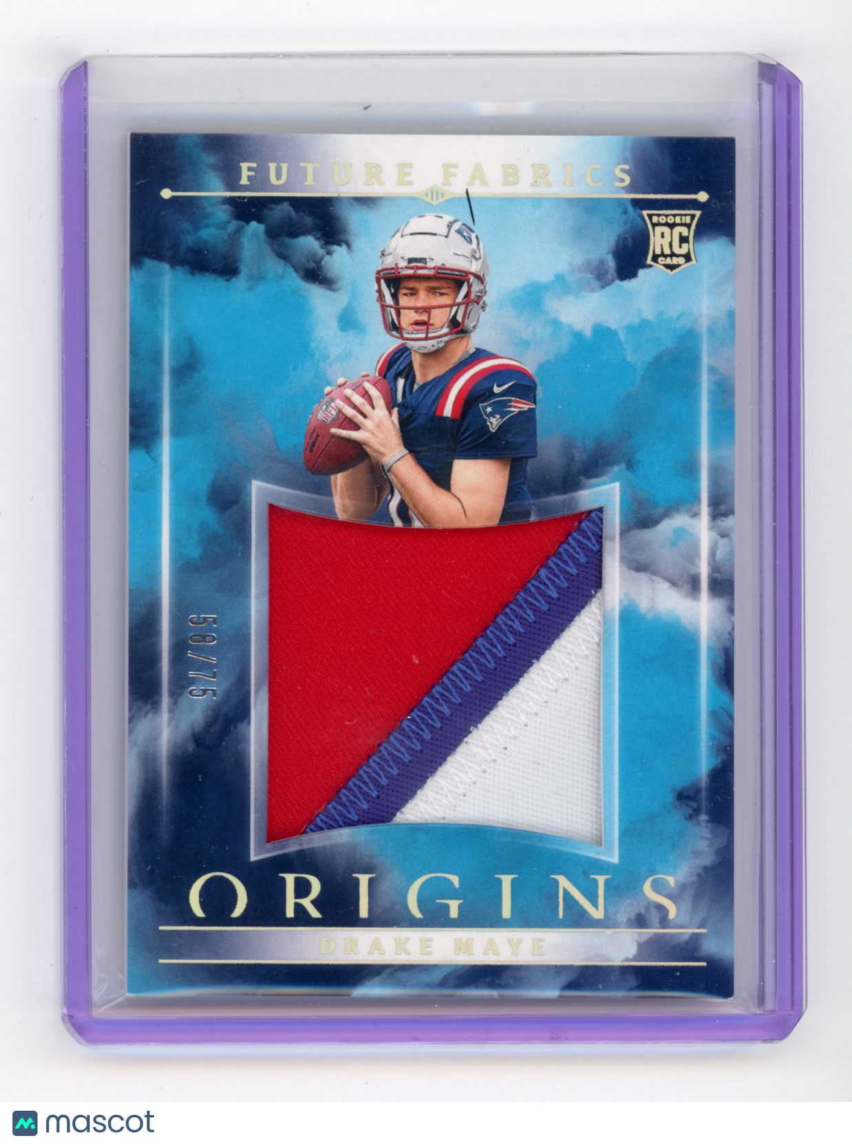 2024 Panini Origins Drake Maye Future Fabrics Turquoise 58/75 #FF-DMA