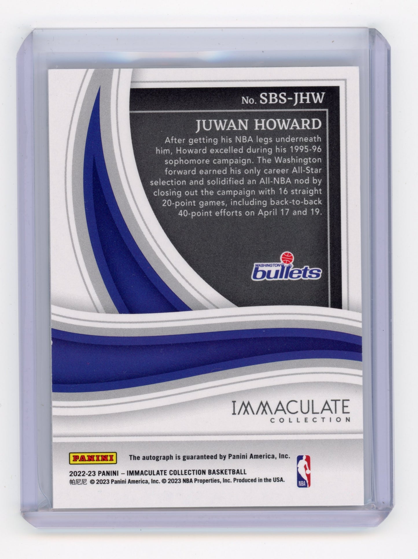 2022 Panini Immaculate Juwan Howard Shadowbox Signatures Gold 07/10 #SBS-JHW