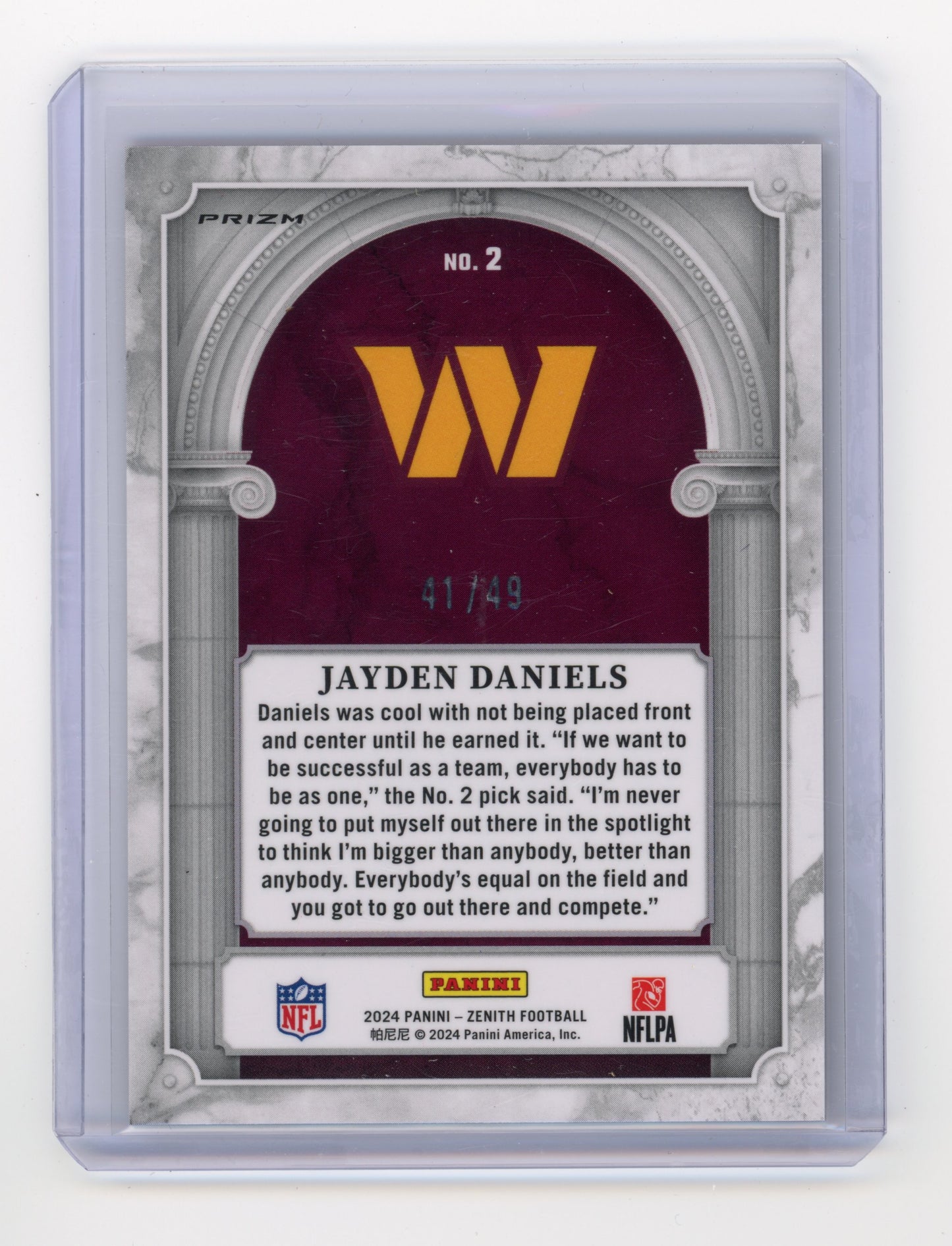 2024 Panini Zenith Jayden Daniels Z Marquee Red 41/49 #2