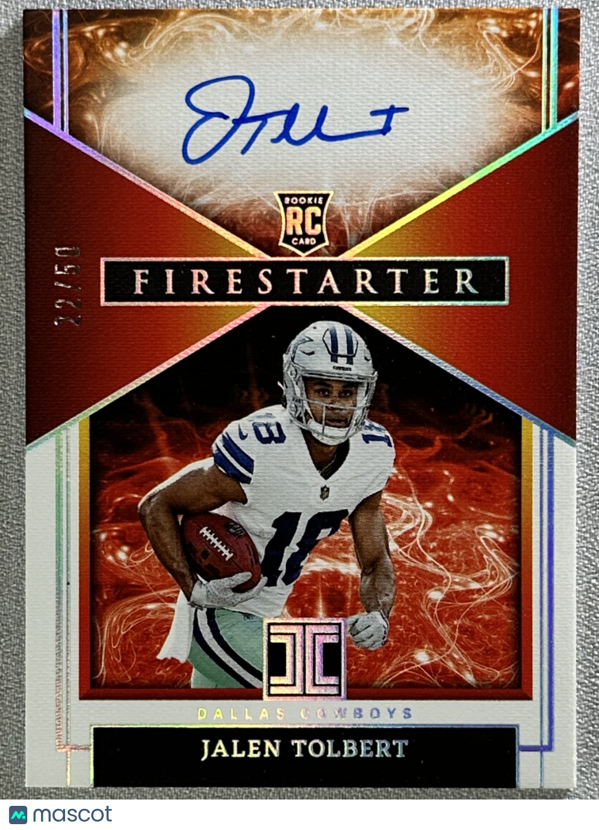 2022 Panini Impeccable Jalen Tolbert Firestarter Auto /50 #FIRJTO RC