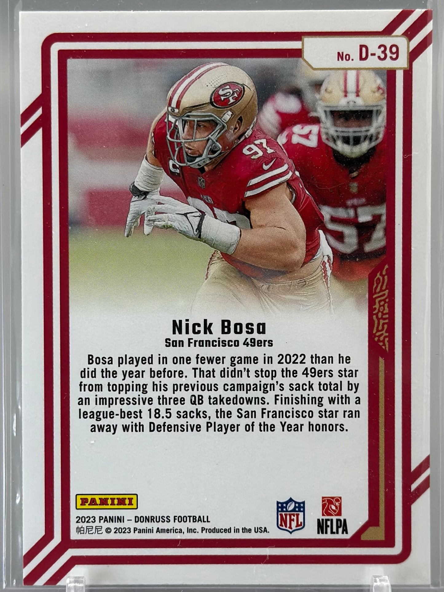 Nick Bosa 2023 Panini Donruss Dominators #D-39