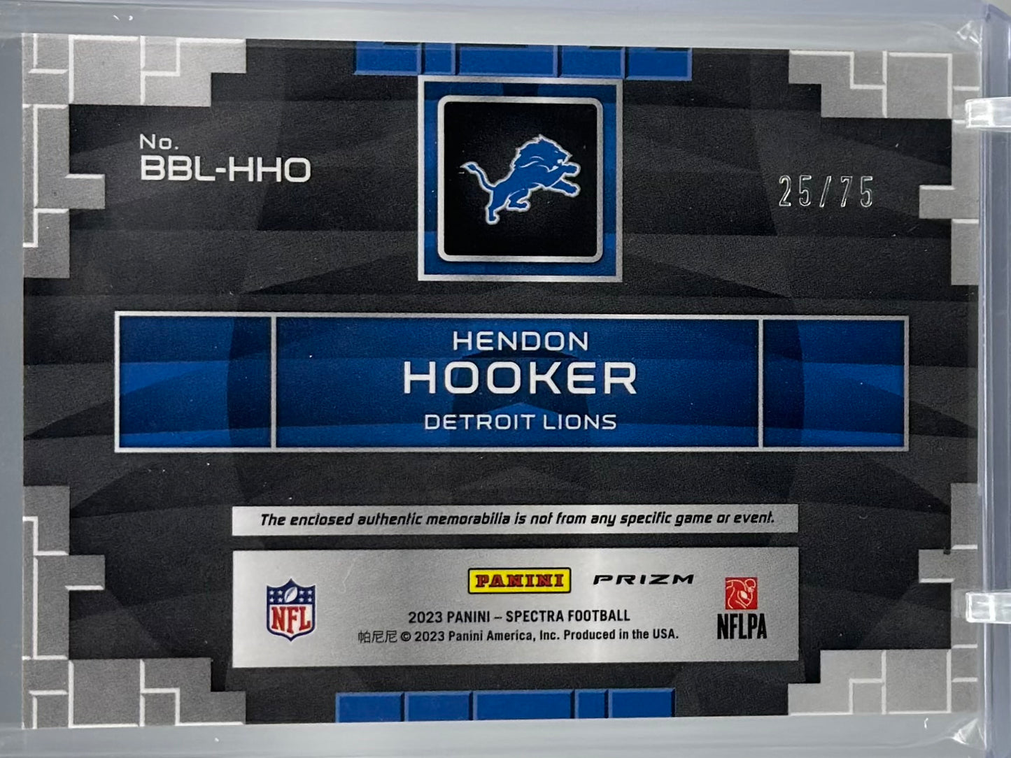 Hendon Hooker 2023 Panini Spectra Building Blocks Hyper /75 #BBL-HHO RC