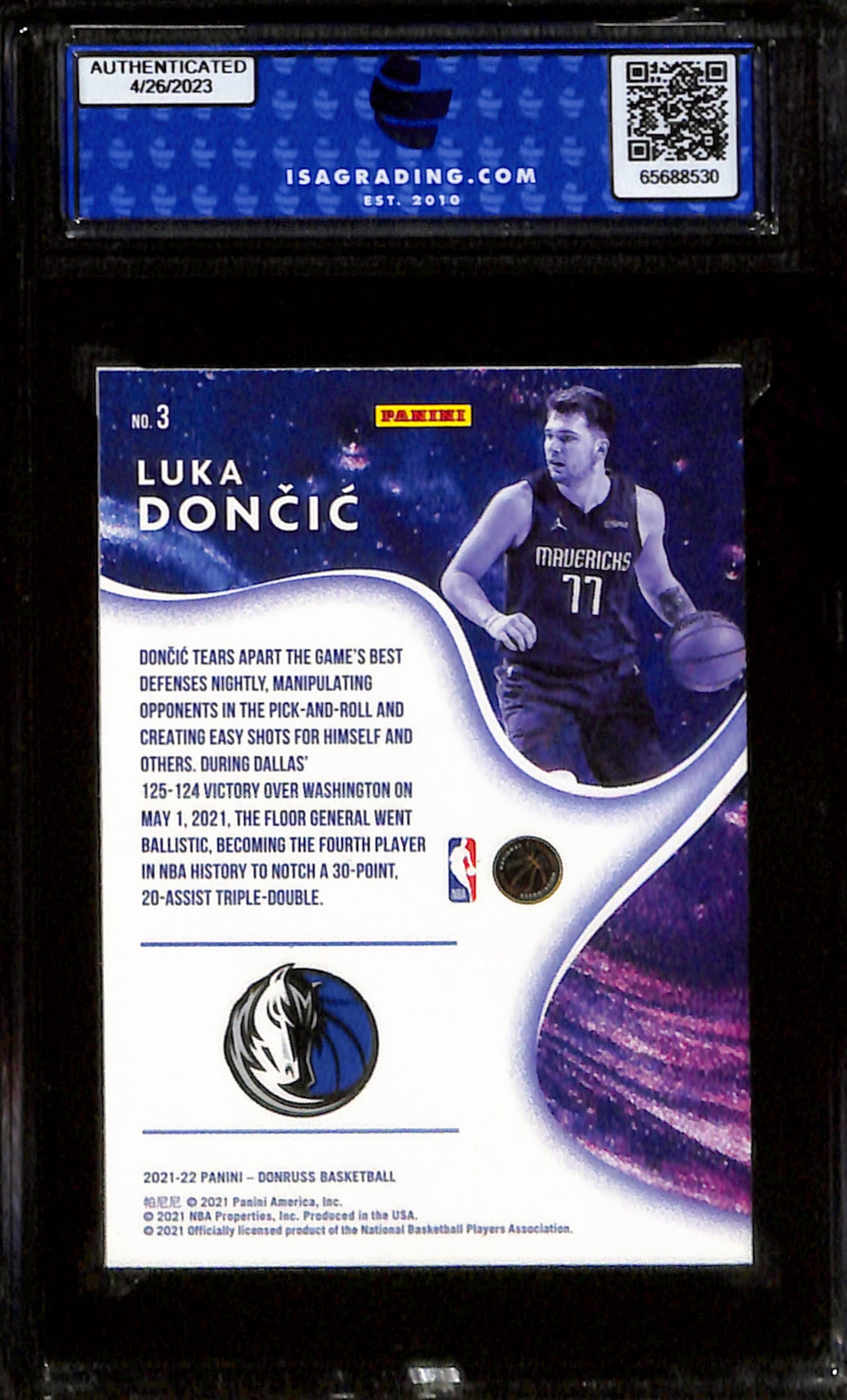 2021-22 Panini Donruss Luka Doncic Comp. Plyrs. - Pnk. Las. Holo #3 ISA 10