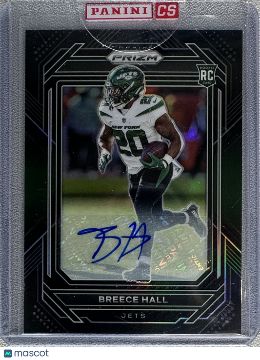 2022 Panini Chronicles Breece Hall Prizm Black Rookie Auto Green /49 #PB-17 RC