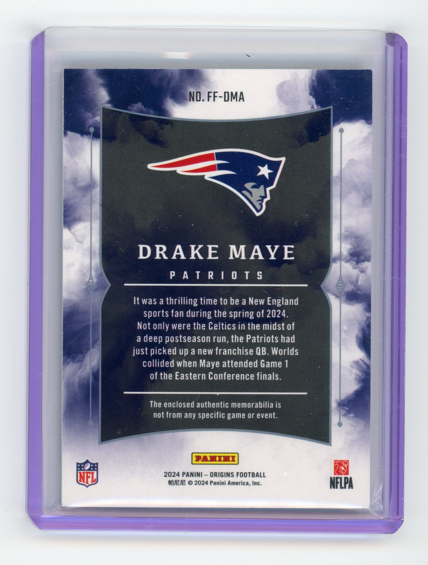 2024 Panini Origins Drake Maye Future Fabrics Turquoise 58/75 #FF-DMA
