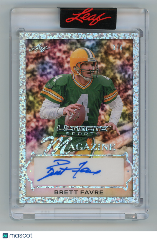 2024 Leaf Ultimate Sports Brett Favre US Magazine Auto Holo Sparkles /4 #USM-BF1