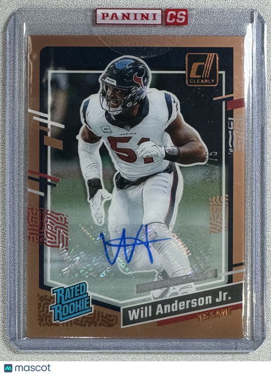 2023 Panini Clearly Donruss Will Anderson Jr. Rookie Auto Orange /75 #90 RC