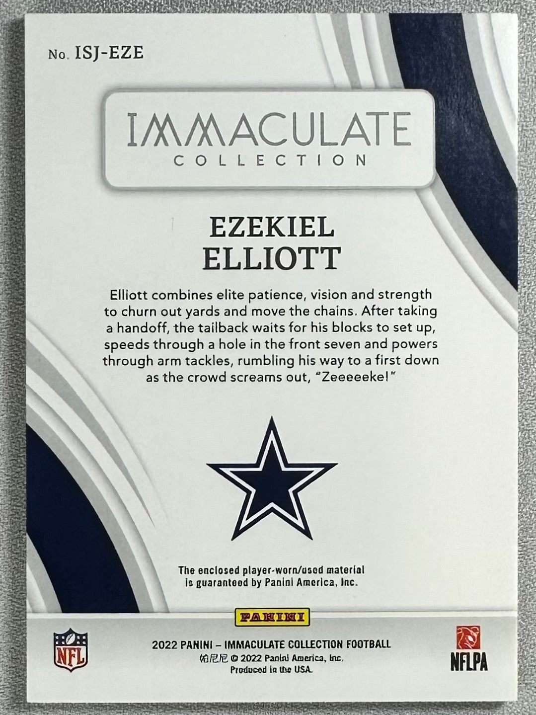 2022 Immaculate Collection Ezekiel Elliott Standard Jerseys /49 #ISJEZE GU