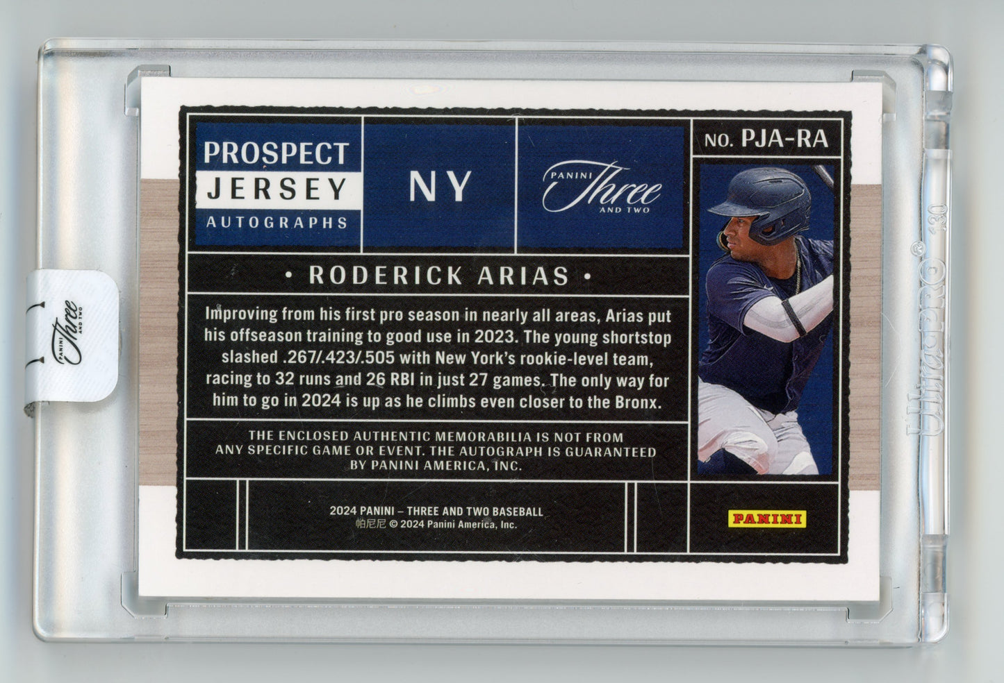2024 Panini Three & Two Roderick Arias Pros Jersey Auto Bases Loaded 1/3 #PJA-RA