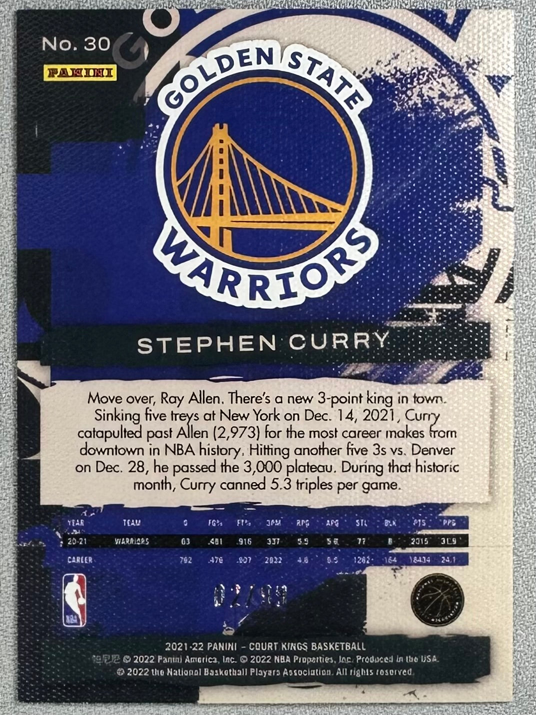 2021 Panini Court Kings Stephen Curry Pink /99 #30