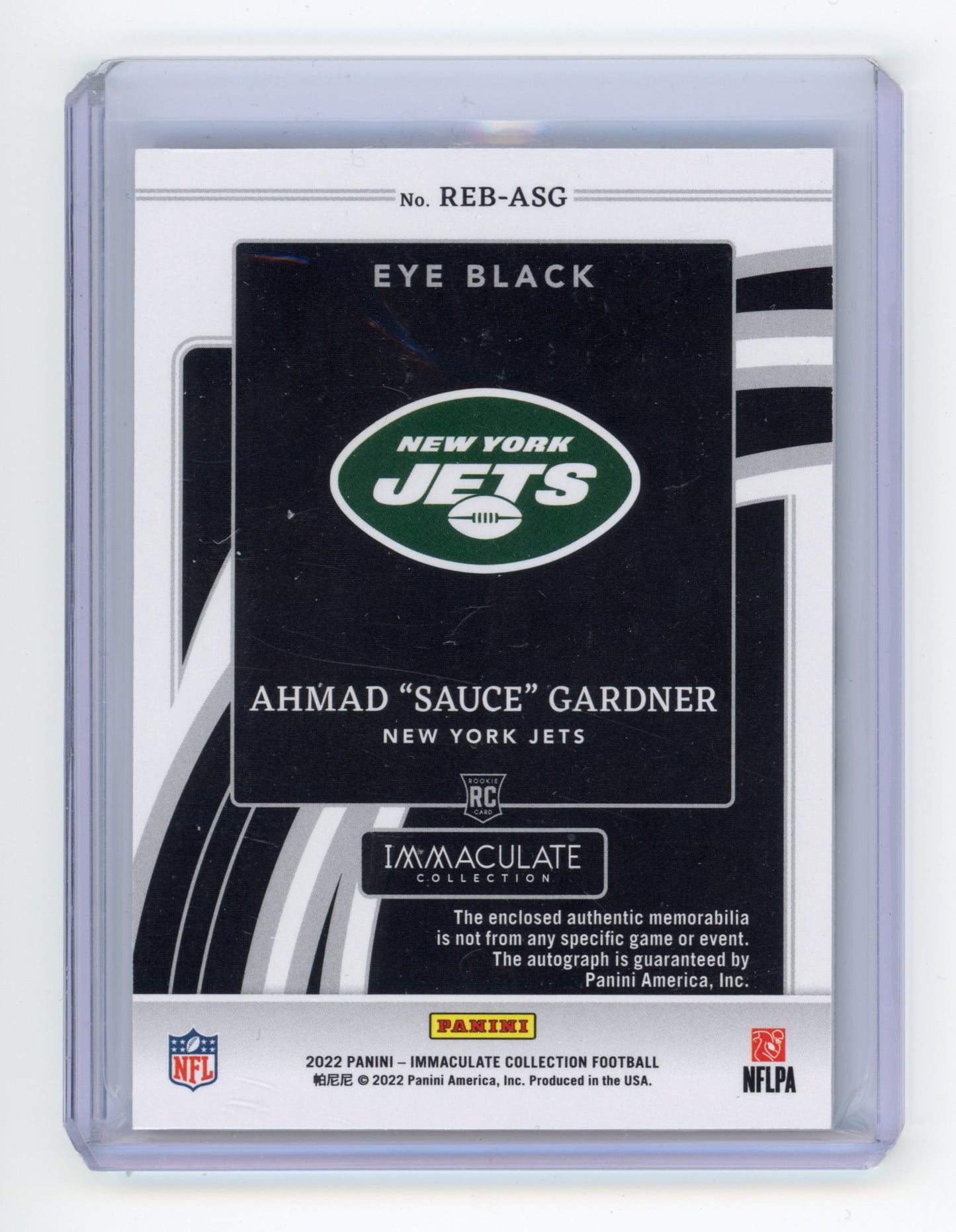 2022 Panini Immaculate Ahmad Gardner Rookie Eye Black Auto RC 57/99 #REB-ASG