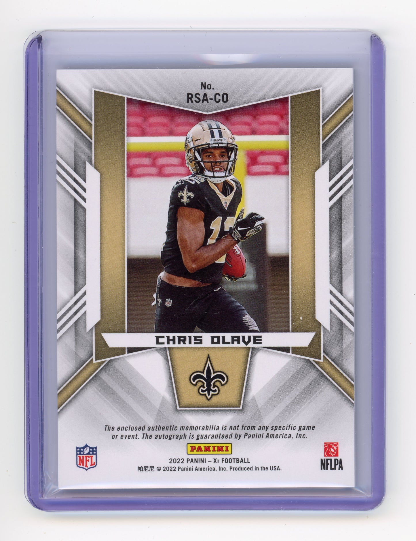 2022 Panini XR Chris Olave Rookie Swatch Autograph Gold /10 #RSA-CO