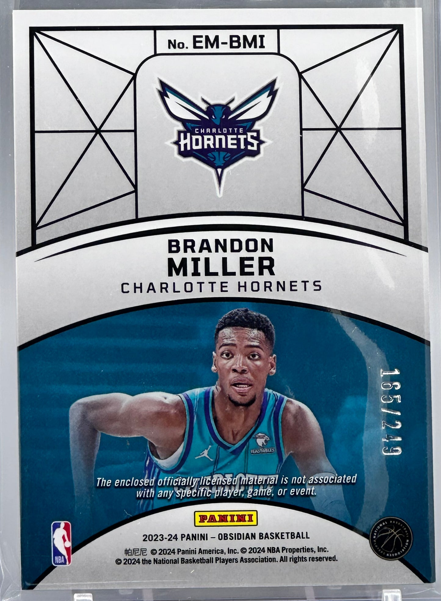 Brandon Miller 2023 Panini Obsidian Eclipse Materials /249 #EM-BMI RC