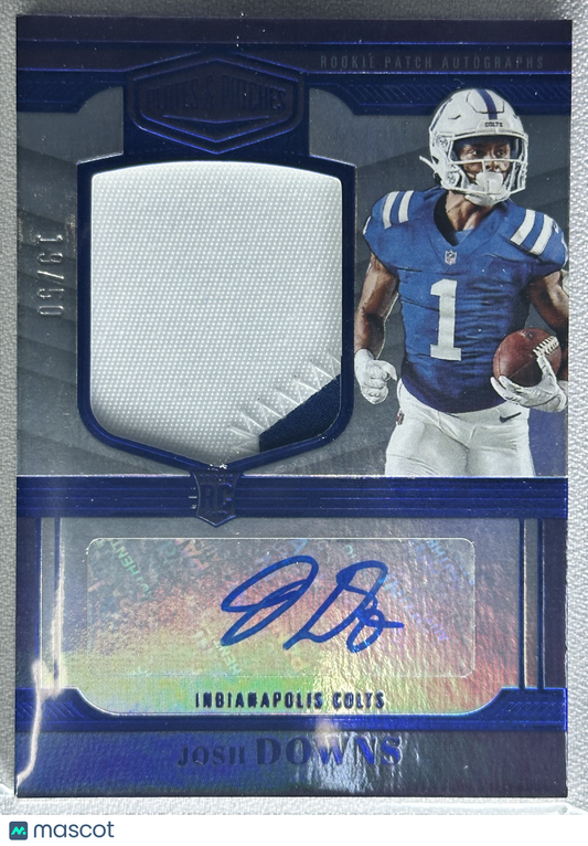 Josh Downs 2023 Panini Plates & Patches RPA Blue /50 #RPA-25 RC