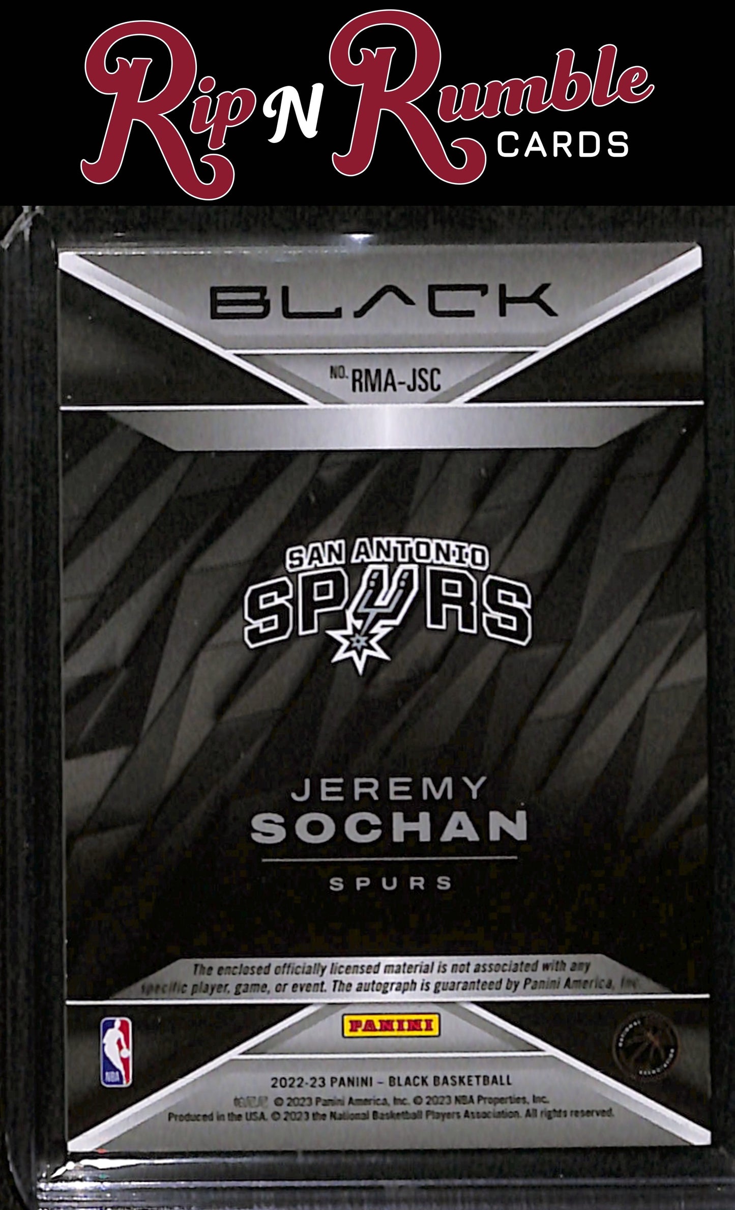 2022-23 Panini Black Jeremy Sochan Rookie Material Autographs /49 #RMA-JSC
