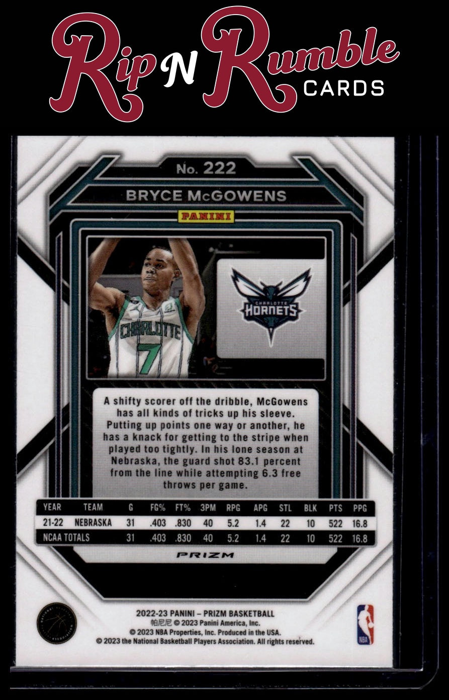 2022-23 Prizm Bryce McGowens Pulsar #222