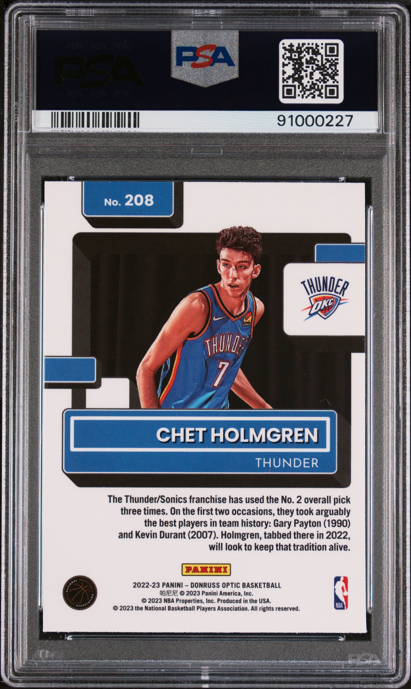 2022 Panini Donruss Optic Chet Holmgren #208 PSA 9