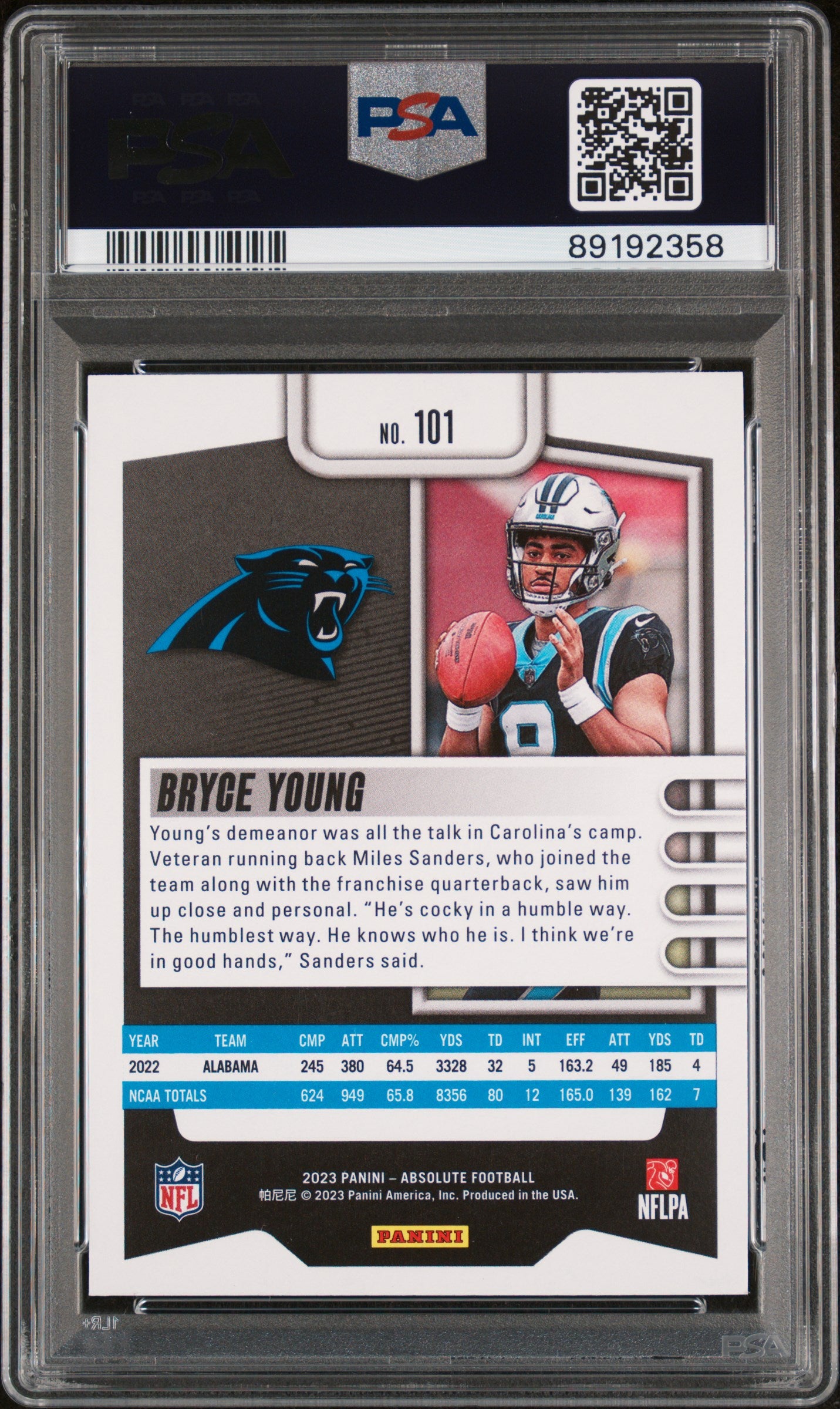 2023 Panini Absolute Bryce Young Blue #101 PSA 10