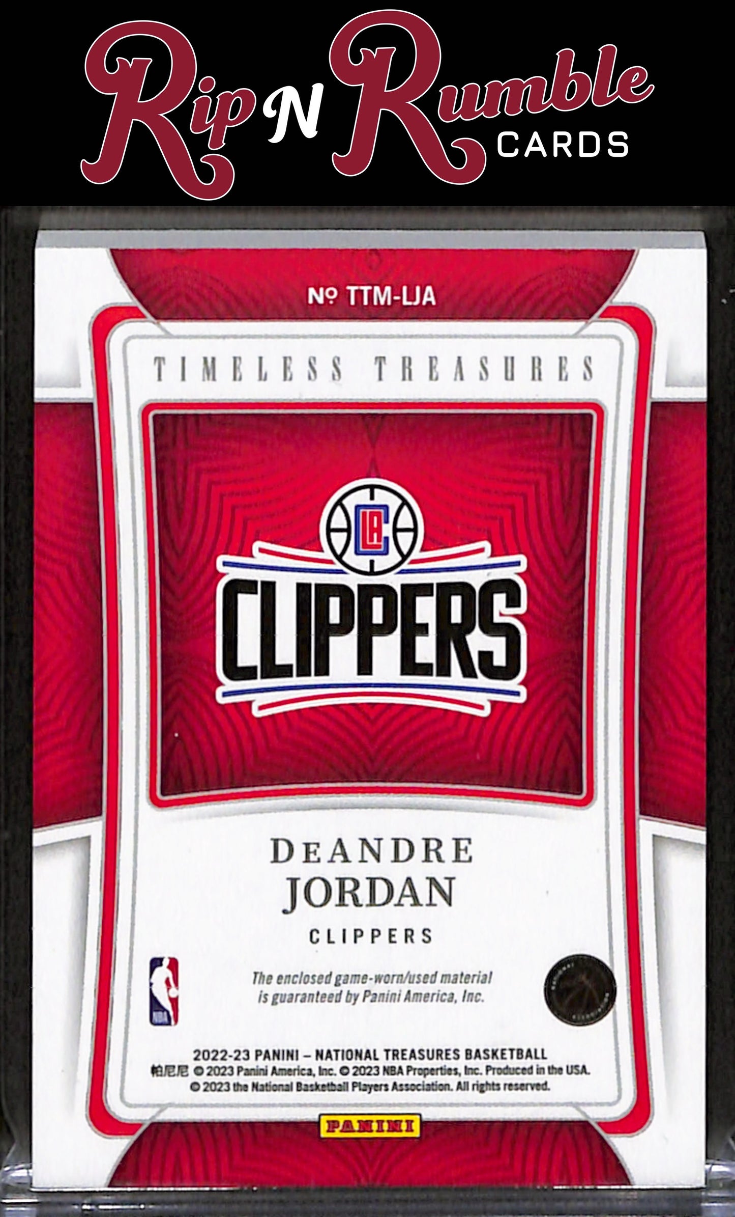 2022-23 National Treasures DeAndre Jordan Timeless Treasures Materials /99