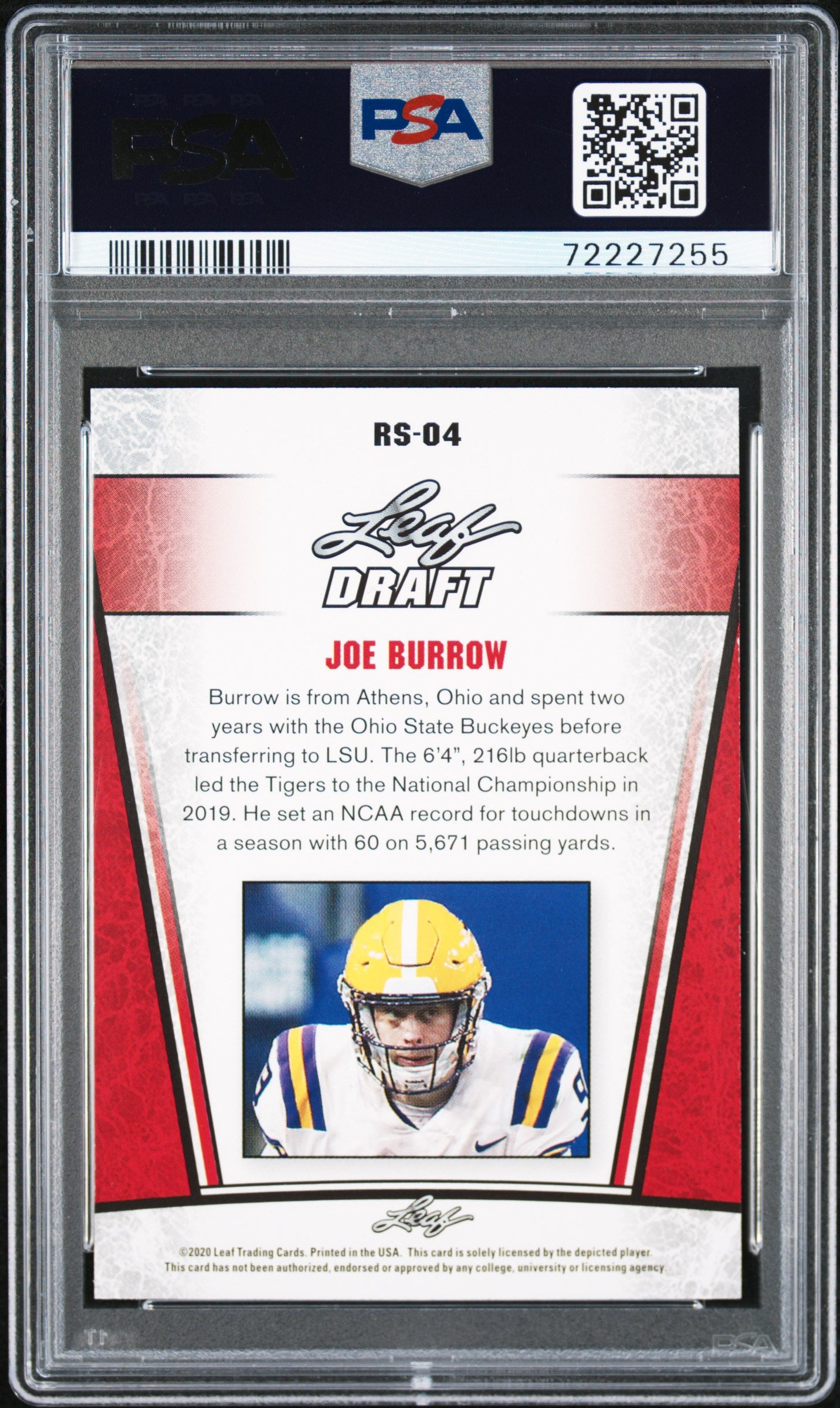 2020 Leaf Special Release Joe Burrow Rookie Silver #RS04 PSA 10