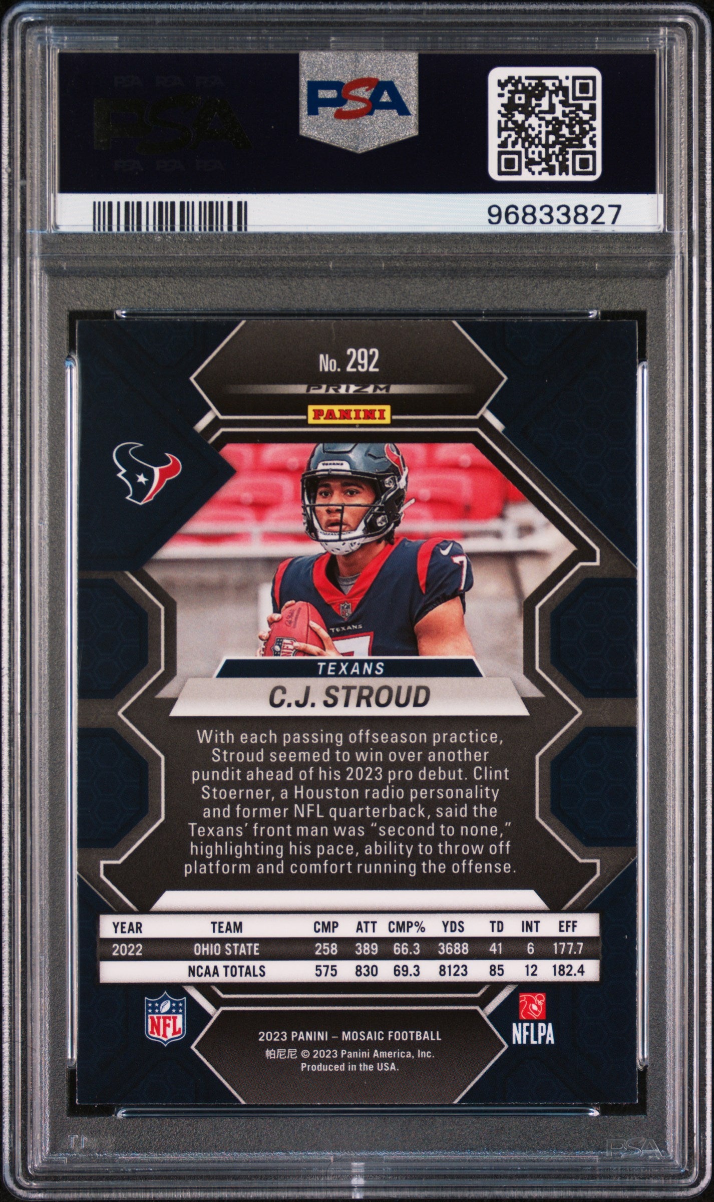 CJ Stroud 2023 Panini Mosaic Mosaic #292 PSA 8