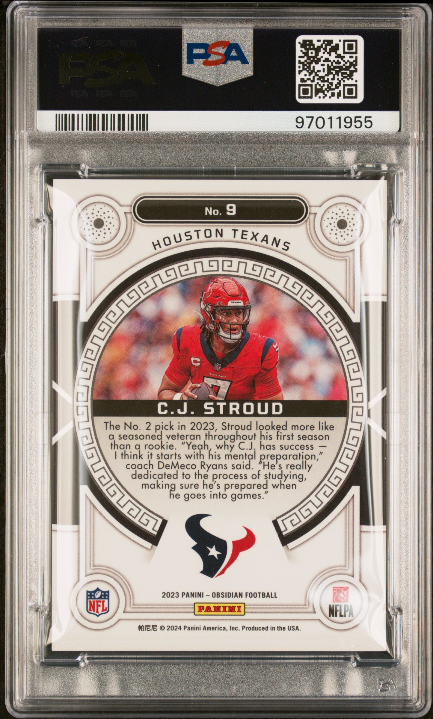 CJ Stroud 2023 Panini Obsidian Orbital Asia Red Flood #9 PSA 9 RC