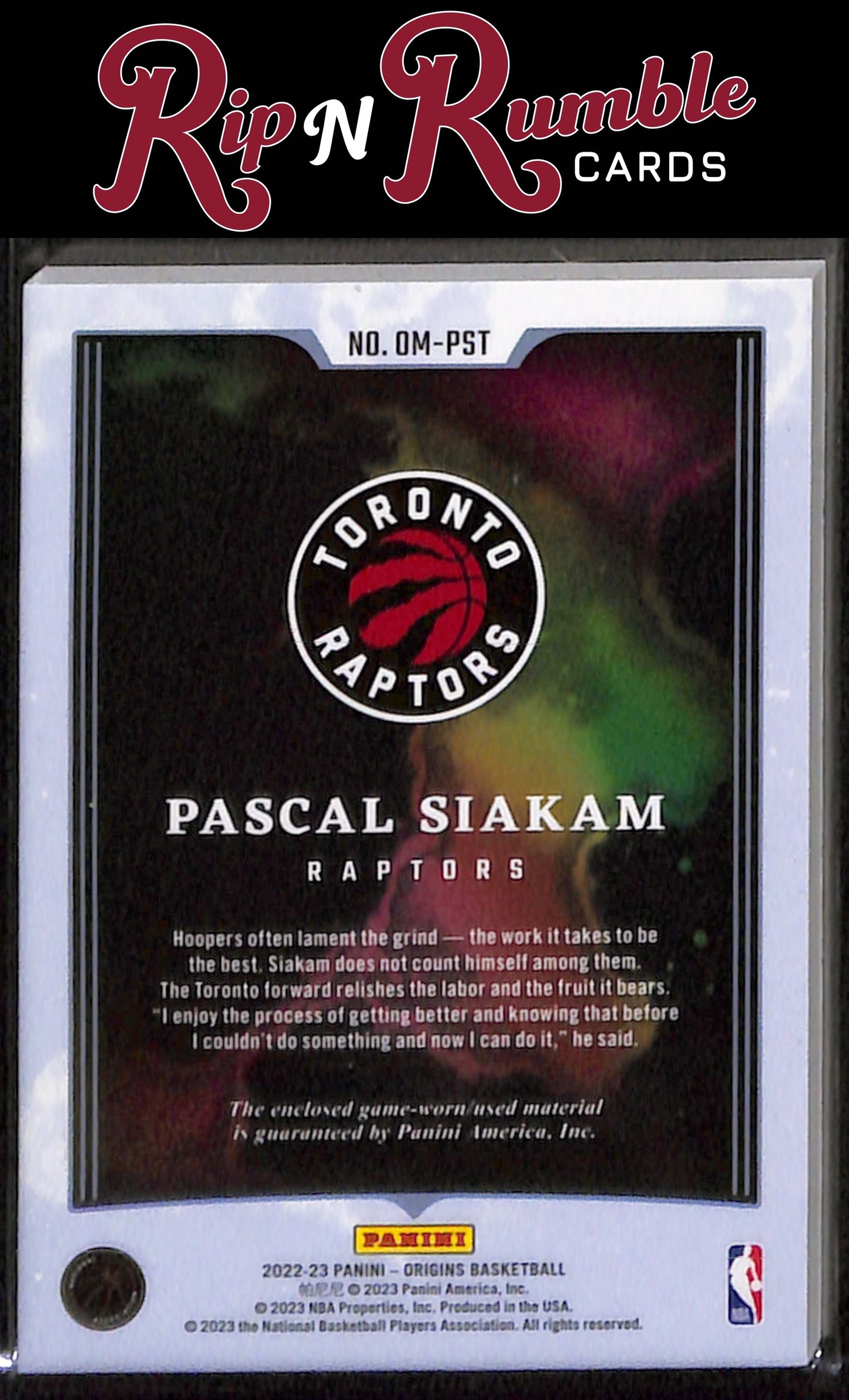 2022-23 Origins Pascal Siakam Origins Memorabilia #OM-PST