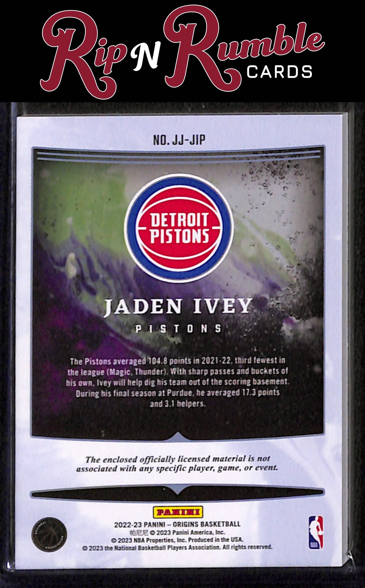 2022-23 Origins Jaden Ivey Rookie Jumbo Jerseys #JJ-JIP