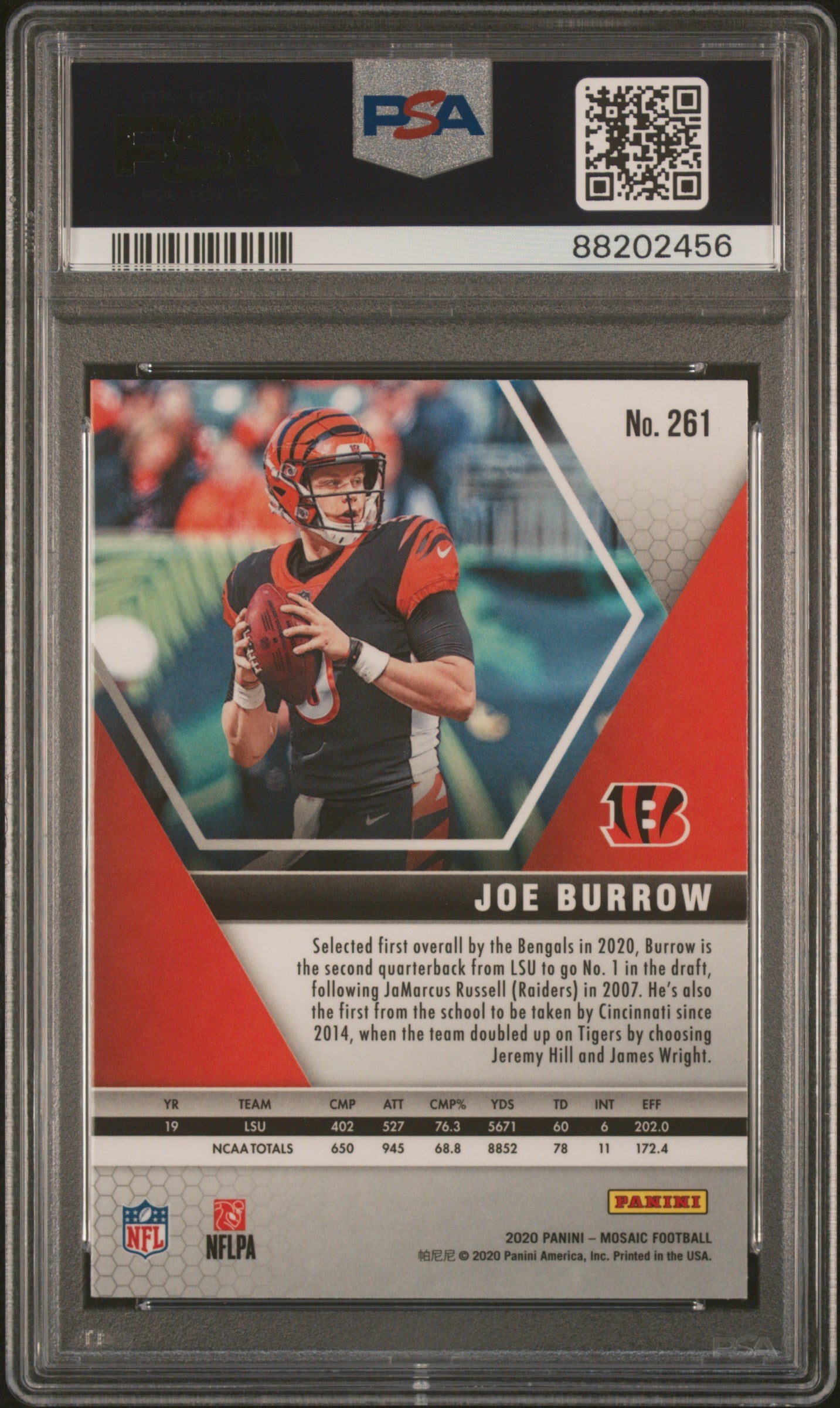 2020 Panini Mosaic Joe Burrow #261 PSA 9