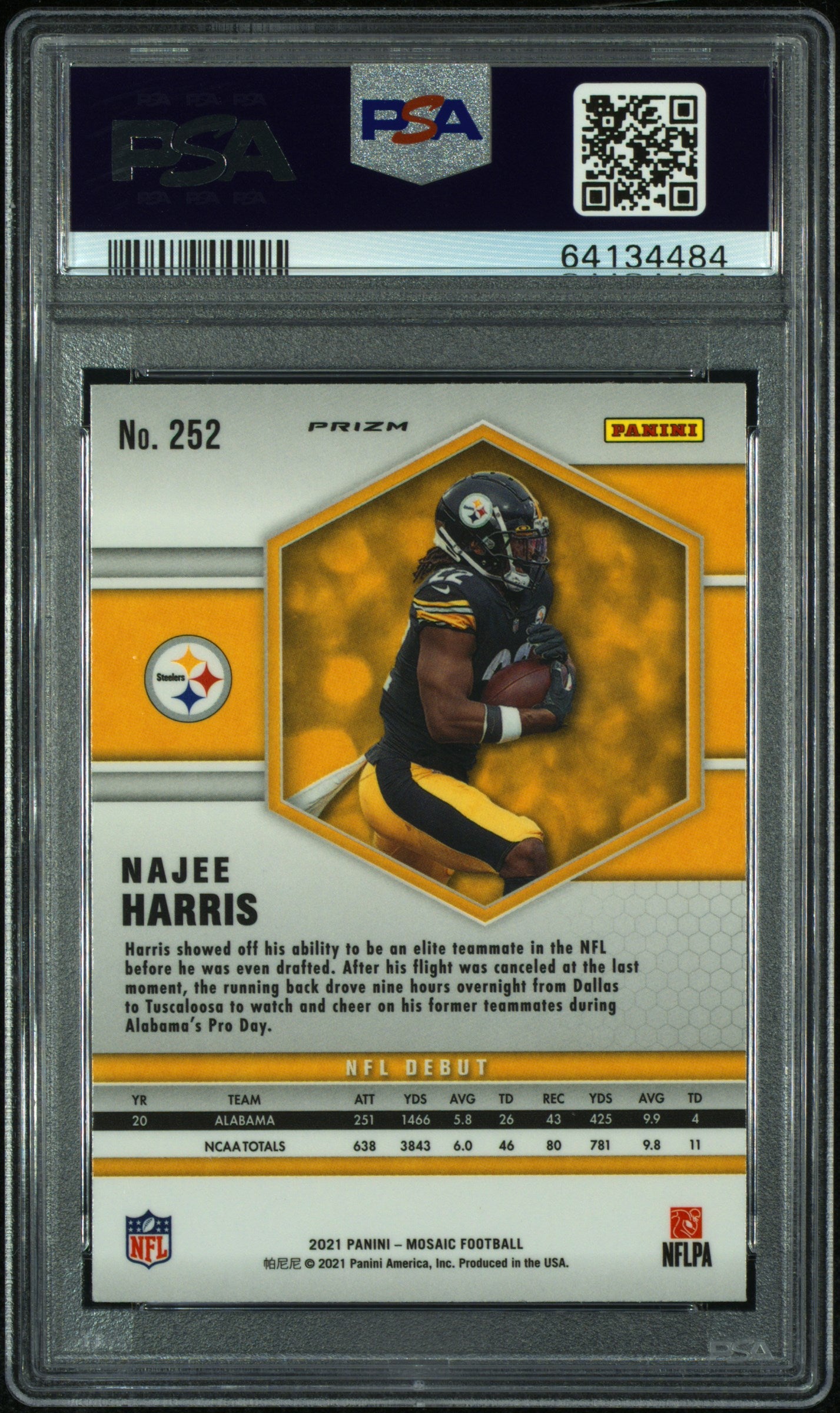 2021 Panini Mosaic Najee Harris Camo Pink #252 PSA 10