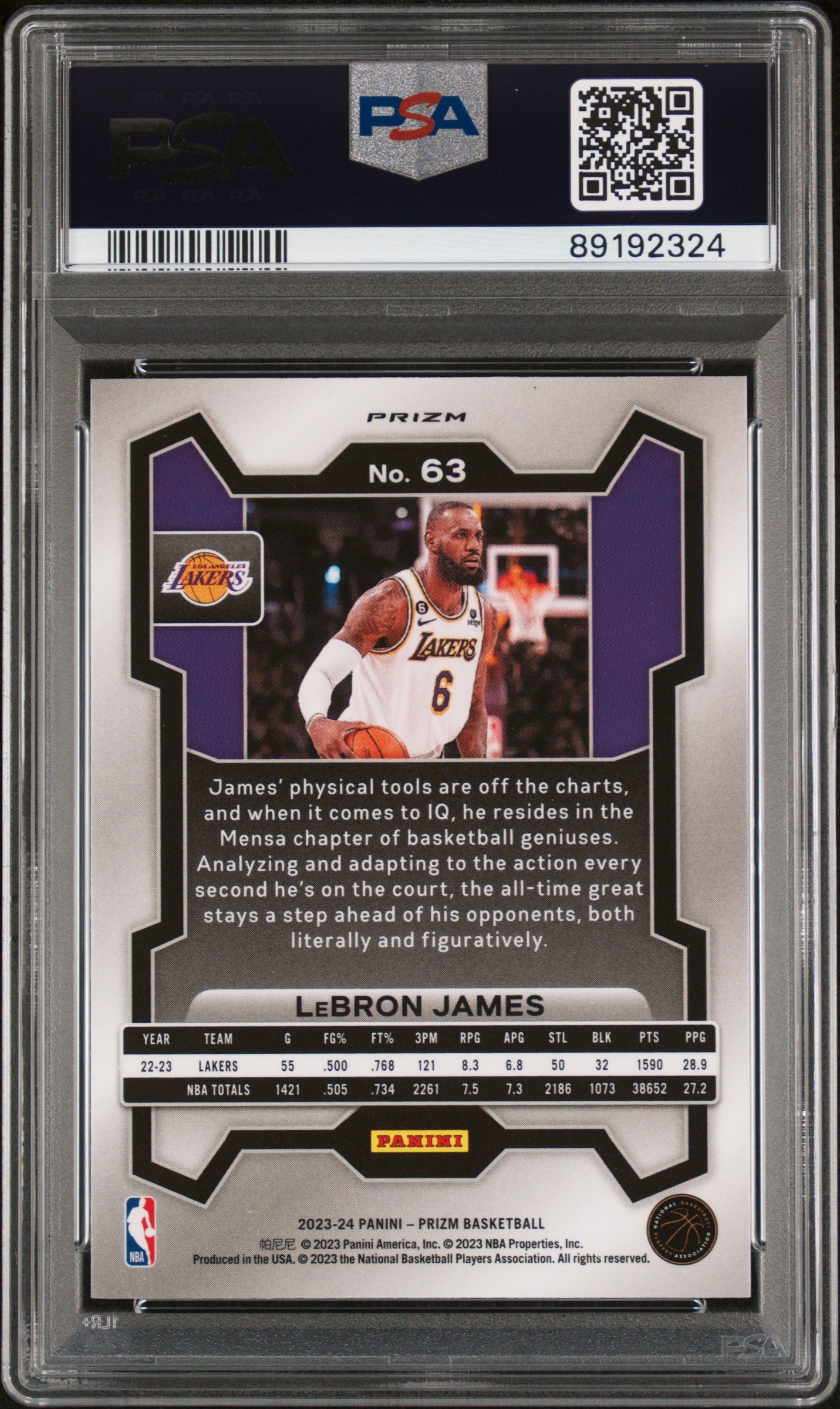 2023 Panini Prizm LeBron James Ruby Wave #63 PSA 9