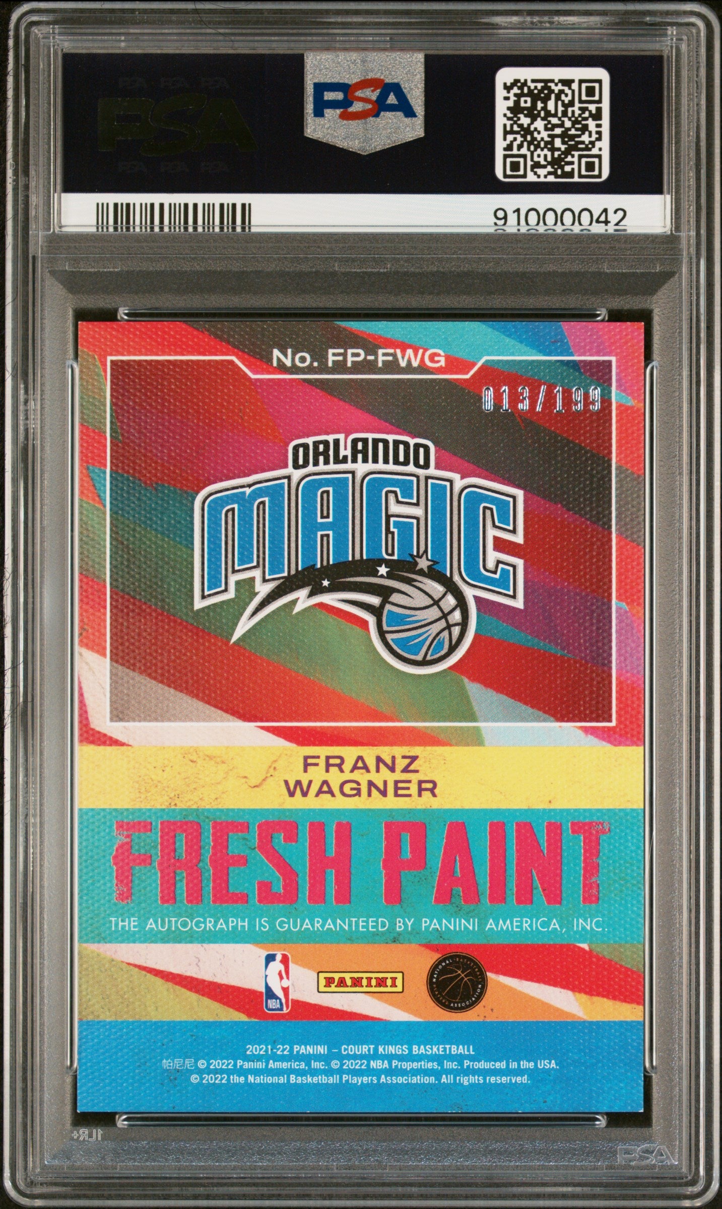 2021 Panini Court Kings Franz Wagner Fresh Paint Autograph /199 #FPFWG PSA 8