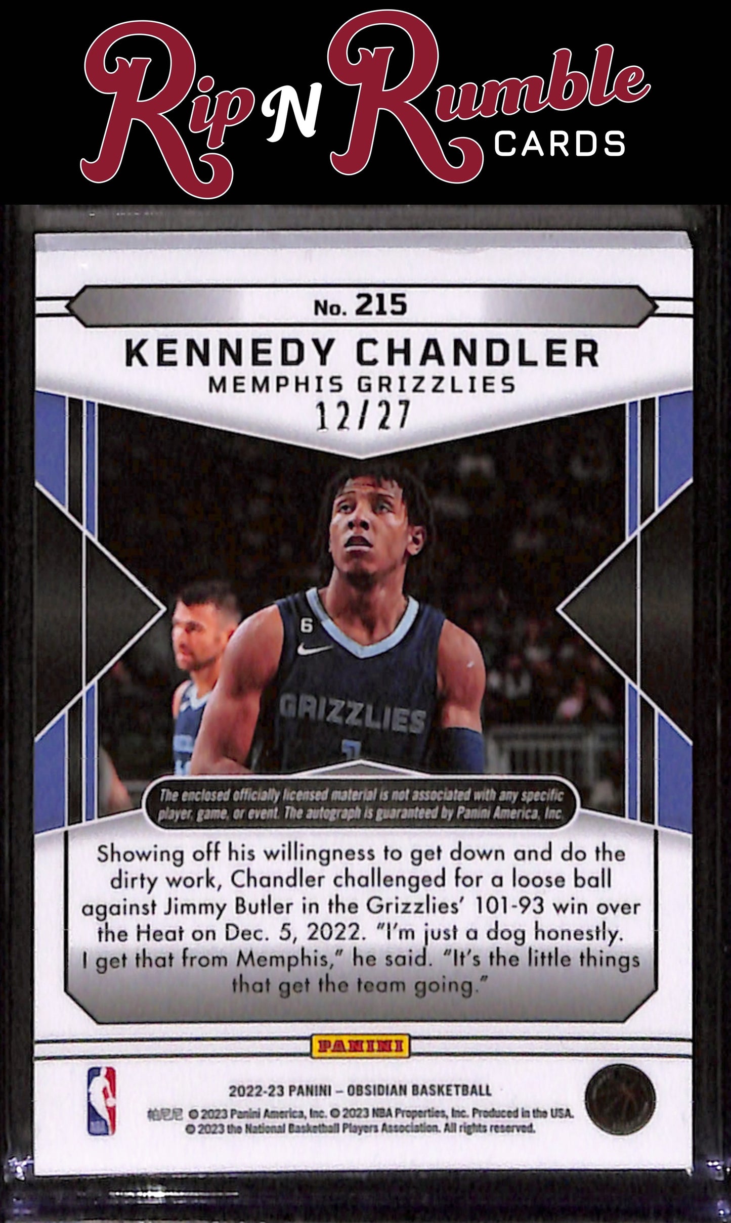 2022-23 Obsidian Kennedy Chandler Electric Etch Blue Flood FOTL /27 #215