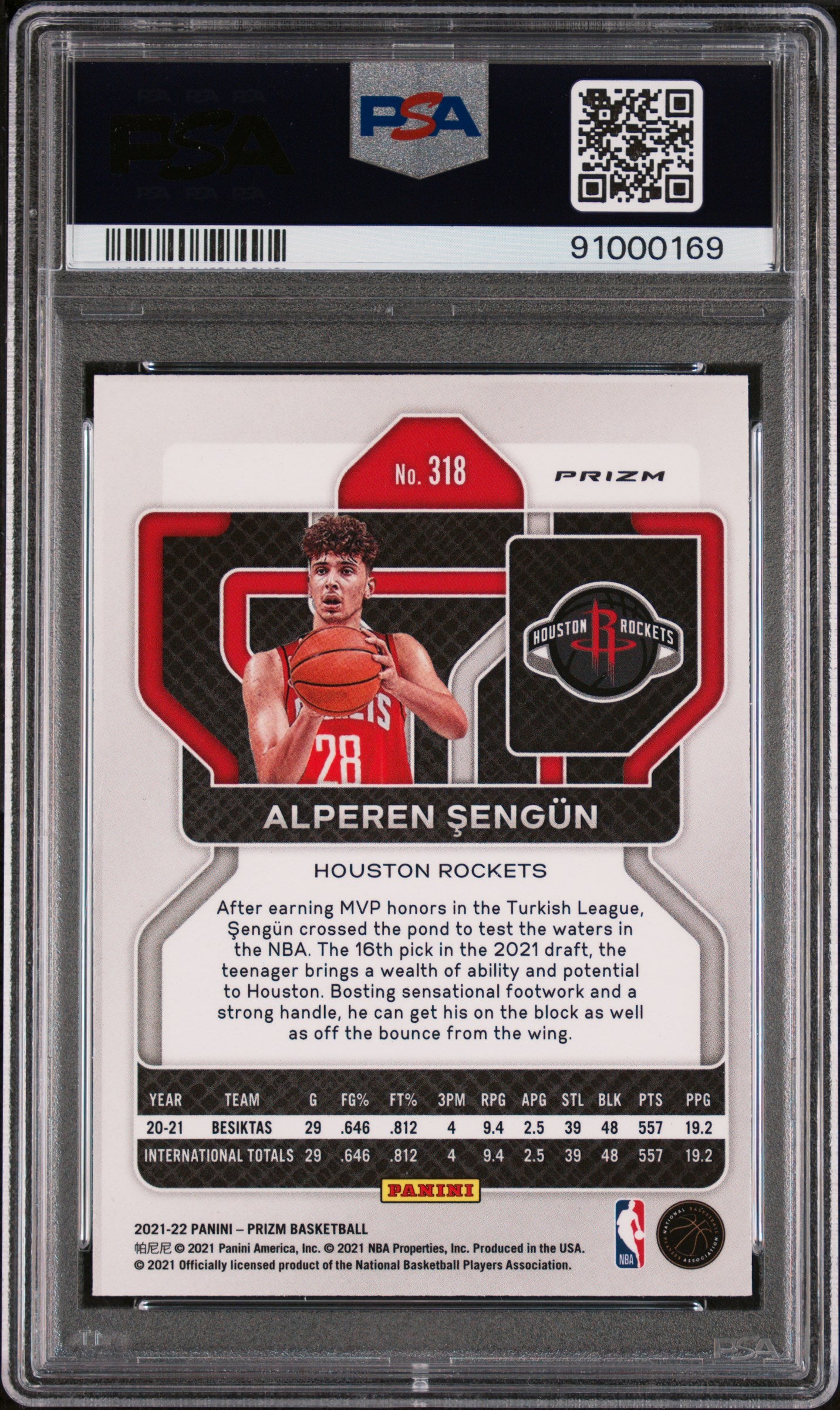 Alperen Sengun 2021 Panini Prizm Red Ice #318 PSA 9 RC