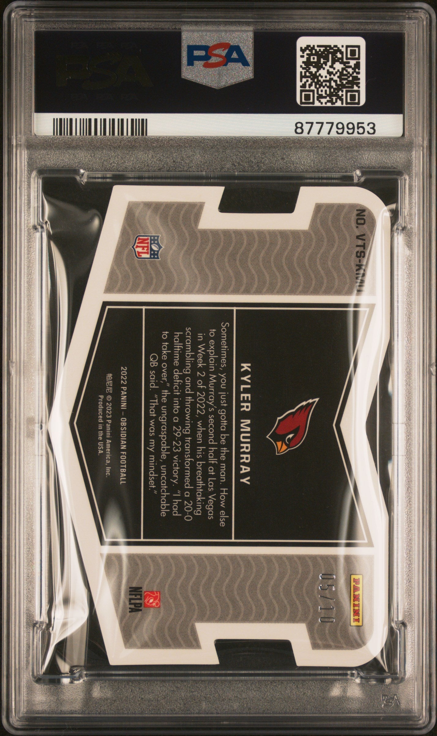 2022 Panini Obsidian Kyler Murray Vitreous Electric Etch Red /10 #VTSKMU PSA 9