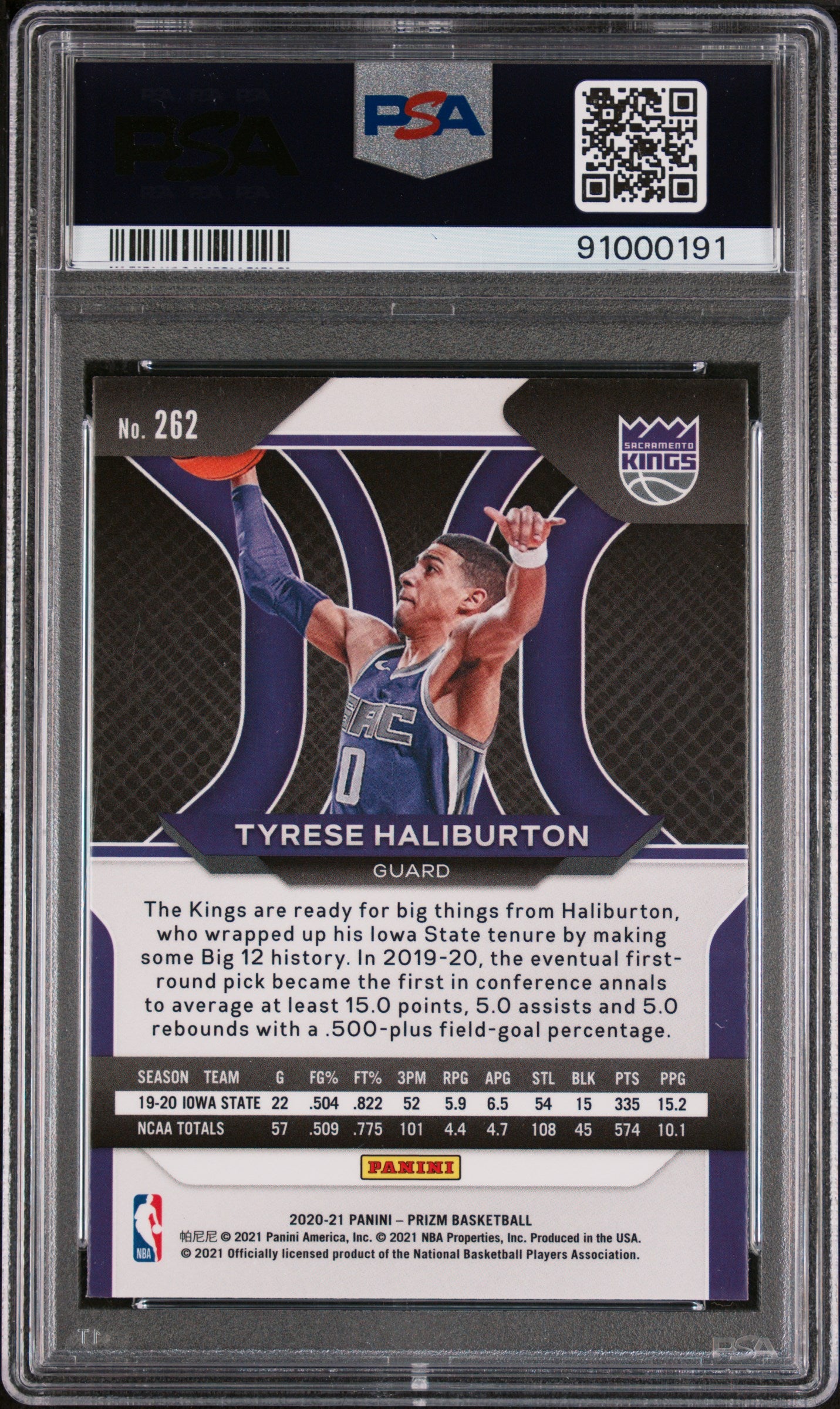 Tyrese Haliburton 2020 Panini Prizm #262 PSA 9 RC