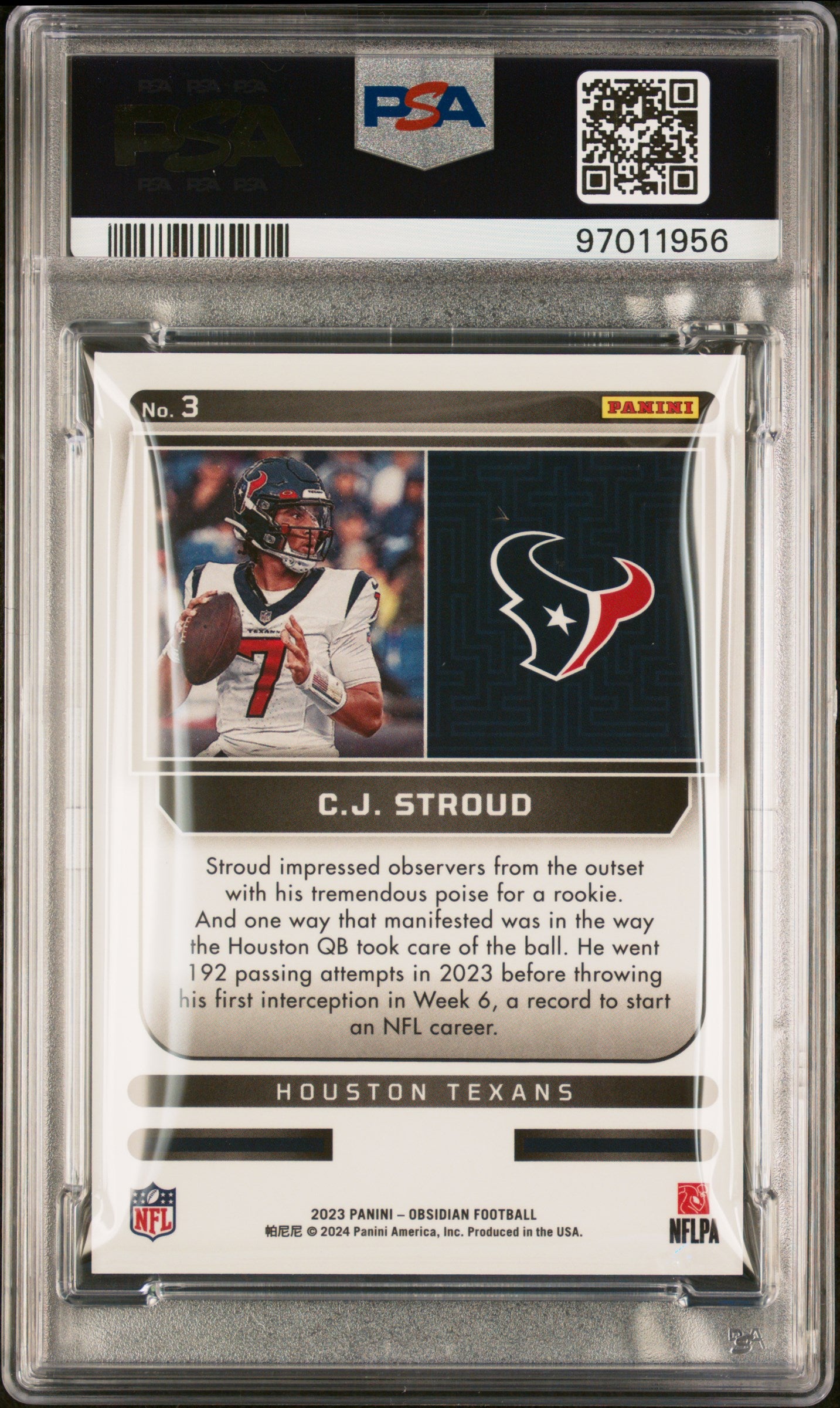 CJ Stroud 2023 Panini Obsidian Supernova Asia Red Flood #3 PSA 8 RC